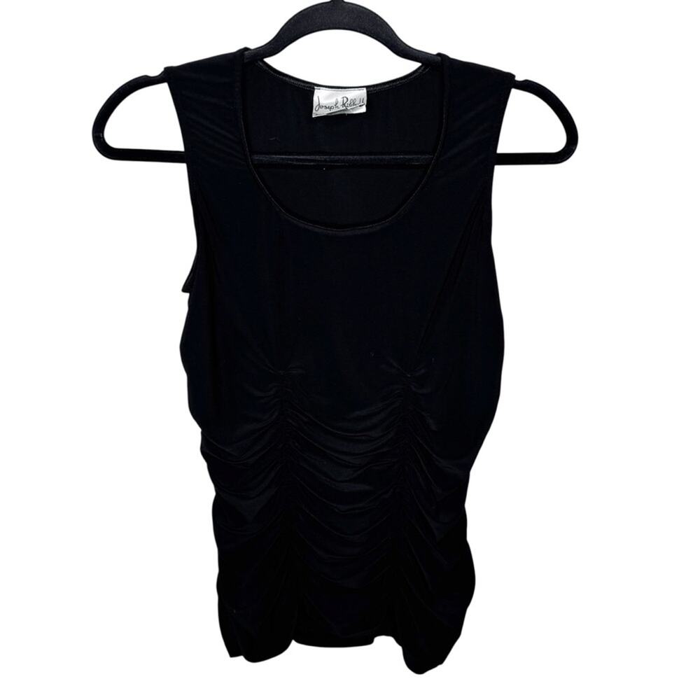 JOSEPH RIBKOFF / vintage black ruched bodice wide strap stretchy tank top / 10